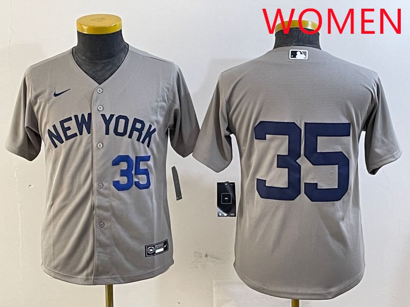 Women New York Yankees #35 No Name Grey Game 2025 Nike MLB Jersey style 4->women mlb jersey->Women Jersey